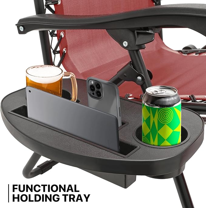 MoNiBloom Patio Zero Gravity Chair Outdoor Recliner Lounger with Canopy Shade and Foot Rest, Cup Holder, 330lbs Capacity - Photo 9