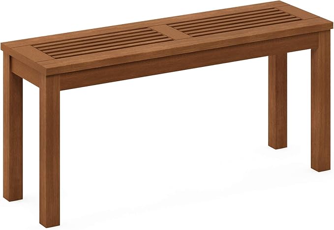 Furinno TIOMAN Outdoor Bench, Backless Garden Bench with Slatted Top, for Patio, Deck, Garden, 11.9" x 39.3" x 18.5", Light Wood
