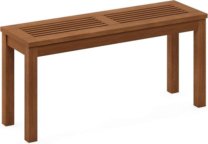 Furinno TIOMAN Outdoor Bench, Backless Garden Bench with Slatted Top, for Patio, Deck, Garden, 11.9" x 39.3" x 18.5", Light Wood