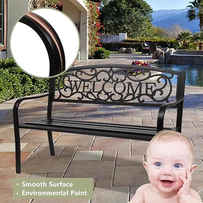 50inch Outside Bench Seats Chair Patio Outdoor Garden Bench, Patio Park Bench, Front Porch Bench - Photo 4
