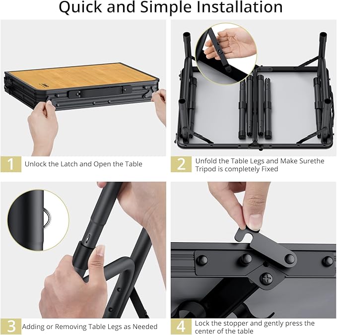 Anbte 2ft Camping Table Foldable with Storage Net, 3 Adjustable Heights Aluminum Small Folding Table Lightweight - Photo 9
