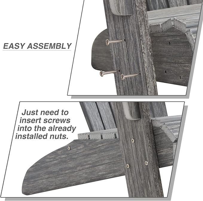 Adirondack Chair Outdoor, Oversized Patio Chair Poly Lumber, Weather Resistant & Heavy Duty, Fire Pits Chair for Porch - Photo 5