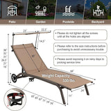 Giantex Outdoor Chaise Lounge Chair, Tanning Chair with Sunshade and Smooth Wheels, 6-Level Adjustable Position - Photo 3