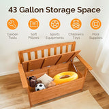VINGLI Outdoor Storage Bench, Large Wood Deck Box with Seating, Weatherproof Outdoor Bench with Storage Loveseat - Photo 6