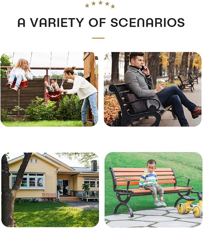 Outdoor Benches Cast Aluminum Preservative Wood 67IN(170CM) Patio Garden Bench Perfect for Backyard, Lawn, Porch, Path