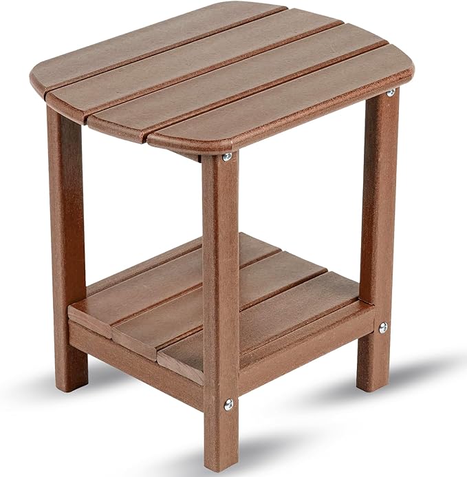 BZY Adirondack Outdoor Side Table Square 2-Tier Patio Coffee Table with Weatherproof HDPE Material Low Maintenance - Photo 1