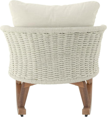 Christopher Knight Home Yusi Wooden Frame Rocking Chair Outdoor, Wicker Rocker Chair with Soft Cushions, Contemporary Patio Rockers, Rocking Accent Chair for Indoor/Outdoor, Beige + Natural