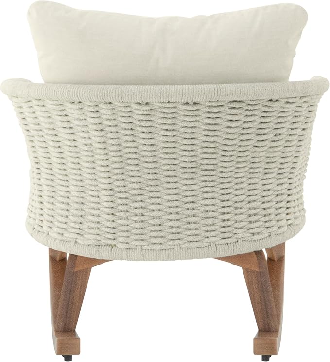 Outdoor Wooden Rocking Chair, Patio Rocking Chair with Soft Cushions & Wood Leg - Photo 6