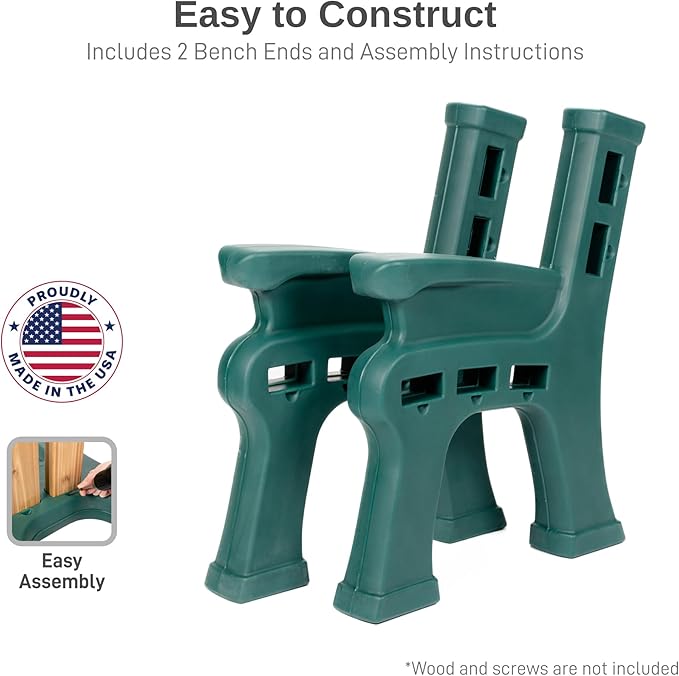 RTS Home Accents Custom Length Lightweight Indoor or Outdoor Bench Ends with Backrest and Armrest - Photo 3