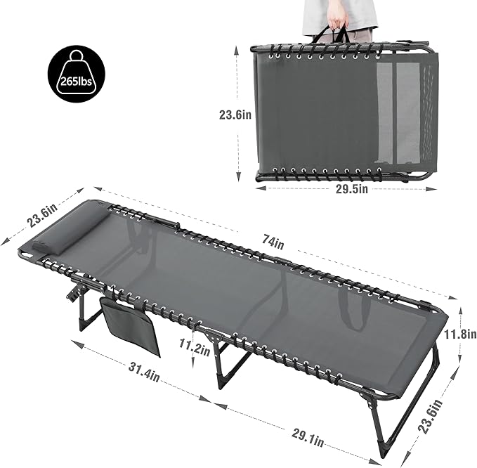 BlueWish 2 Pack Patio Chaise Lounges, Folding Lounge Chair with Adjustable Backrest - Photo 9