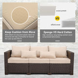 Outdoor Furniture Couch 3 Seater Sofa Outdoor Brown Wicker Sofa Deep Seat High Backrest Patio Couch with Non-Slip - Photo 4