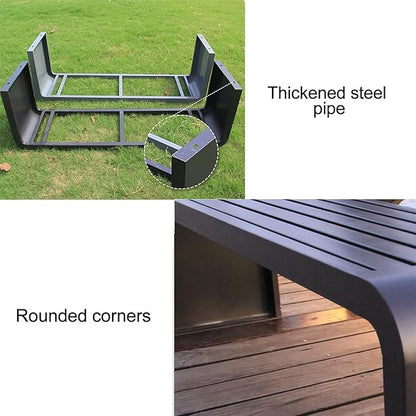 Indoor Outdoor Backless Bench,Stainless Steel Garden Patio Porch Bench, Art Deco Alloy Picnic Bench,Modern Multicolor Park Bench, Waterproof Metal Garden Bench,Steel Frame Outdoor Bench (Red)