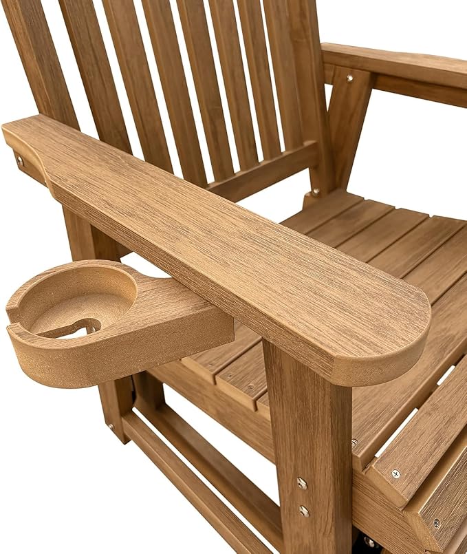 Poly Lumber Patio Glider for One Person, with Cup Holders, High Backrest and Deep Contoured Seat, HIPS Material - Photo 9