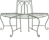 SAFAVIEH Outdoor Furniture Collection – Abia Antique Dark Green Distressed Wrought Iron 50-Inch Curved Tree Bench - Photo 1