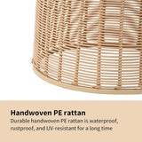 Outdoor Coffee Table Boho Wicker Patio Solar Table Festival Decoration All Weather Metal Round Tables with Built-in - Photo 6