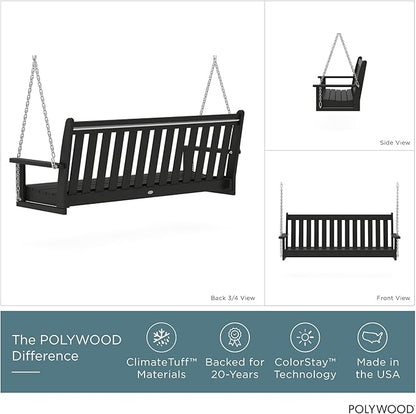 POLYWOOD GNS60BL Vineyard 60" Outdoor Swing, Black