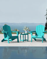 Folding Adirondack Chair, HDPE Adirondack Chair with 2 Cup Holders, Pre-Assembled Outdoor Fire Pit Chairs for Patio - Photo 2