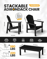 nevilywood 5-Piece HDPE Adirondack Chair Set, 4 Stackable Chairs Coffee Table, All-Weather Wood Grain - Photo 2