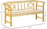 Outsunny Wooden Patio Bench, Outdoor Garden Bench with Backrest and Armrests - Photo 3