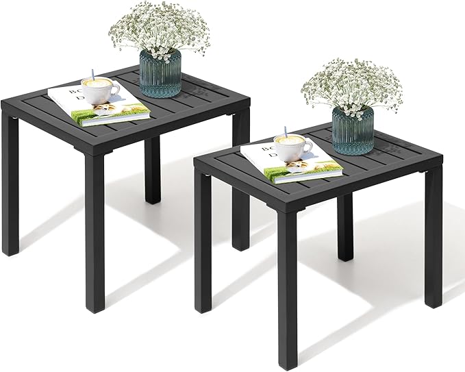 Crestlive Products Outdoor Side Table Set of 2, Aluminum Rectangular Side/End Table - Photo 1