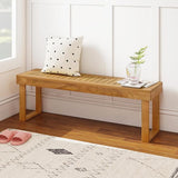 HAPPYGRILL Outdoor Acacia Wood Bench for 3-Person Patio Backless Farmhouse Bench with Slatted Seat - Photo 6