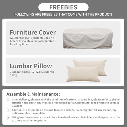 Rattaner Patio Furniture 3-seat Sofa Wicker Outdoor Furniture Outdoor Couch Deep Seat Hight Backrest Waterproof Cover Anti-Slip Cushions, Khaki