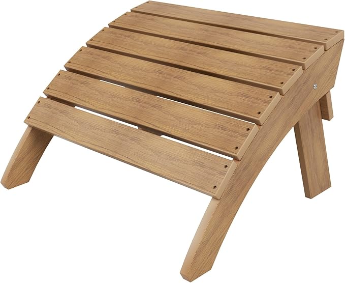 WestinTrends Tuscany Adirondack Ottoman, Real Wood Like Outdoor Ottoman for Patio, All Weather Poly Lumber Folding Ottoman Footrest for Adirondack Chair, Teak