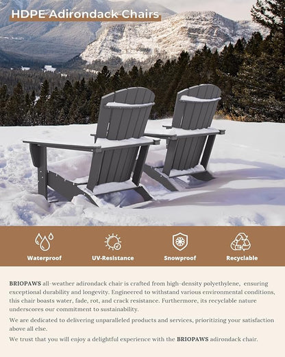 BRIOPAWS Oversized Adirondack-Chairs-Set of 4 | HDPE Plastic | Fire Pit Chair | Weather Resistant | for Deck Outdoor Poolside Campfire | Grey