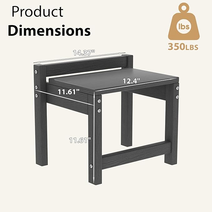 Stackable HDPE Foot Stool - All-Weather Indoor/Outdoor Seating for Patio, Living Room & Bathroom, Waterproof Windproof Heavy-Duty High-Density PE Step Stool, 2 Sets, Gray