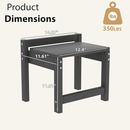 Stackable HDPE Foot Stool - All-Weather Indoor/Outdoor Seating for Patio, Living Room & Bathroom, Waterproof Windproof Heavy-Duty High-Density PE Step Stool, 2 Sets, Gray