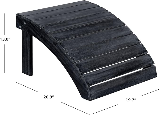 Safavieh PAT6701K Outdoor Collection Mopani Ottoman, Dark Slate Grey
