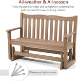 Stoog Outdoor Gliders Set of 2, All-Weather HIPS Glider Bench for Outside, Never Fade or Rot, Teak - Photo 4