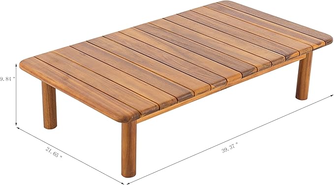 Christopher Knight Home Canape Acacia Wood Outdoor Coffee Table, Modern Coffee Table for Patio Furniture Set, Weather-Resistant Wood Coffee Table with Slat Panel Design, Teak