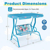 Costzon Kids Porch Swing, All-Weather Patio Swing Bench Hammock w/Adjustable Canopy & Safety Belts for 2 Children - Photo 6