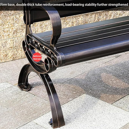 Outdoor Bench Chair Cast Aluminum Park Bench Large All Weather Metal Garden Bench for Backyard Porch Lawn (155cm White Bench)