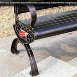 Outdoor Bench Chair Cast Aluminum Park Bench Large All Weather Metal Garden Bench for Backyard Porch Lawn - Photo 6