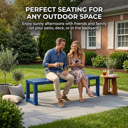 Backless Outdoor Bench, 3.3ft 3.9ft 4.9ft 5.9ft Metal Garden Bench, 880lbs Weatherproof Patio Dining Benches, 2-Person Slatted Seat for Park Porch Yard Deck Lawn(Red,3.93ft)