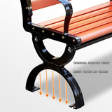 150cm Garden Park Bench with Backrest and Armrest Plastic Wood Garden Bench Porch Chair Weather-Resistant Square Chair - Photo 6