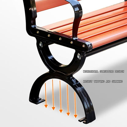 150cm Garden Park Bench with Backrest and Armrest Plastic Wood Garden Bench Porch Chair Weather-Resistant Square Chair Square Public Seat(59.06 * 19.69 * 28.74in)