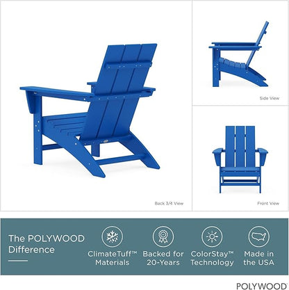 POLYWOOD Modern Adirondack Chair – All-Weather Outdoor Lawn Adirondack Chairs – HDPE, Fade-Resistant & Durable Outdoor Furniture – For Patio, Deck & Fire Pit Chairs – Pacific Blue
