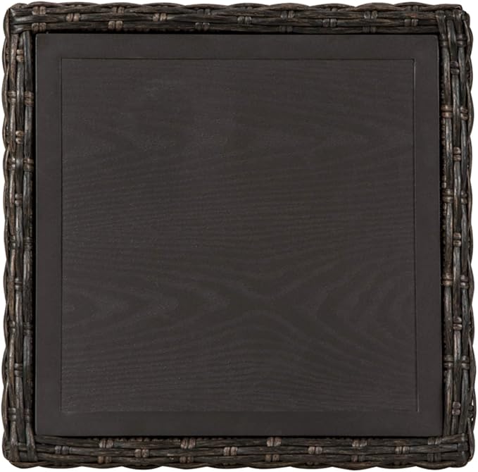 BOWERY HILL Square Patio End Table, 22.25 in H x 19.75 in W x 20 in D, All-Weather Resin Wicker with Rust-Proof Aluminum Frame, Brown Finish, Outdoor Table for Patio or Garden Use