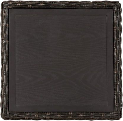 BOWERY HILL Square Patio End Table, 22.25 in H x 19.75 in W x 20 in D, All-Weather Resin Wicker with Rust-Proof Aluminum Frame, Brown Finish, Outdoor Table for Patio or Garden Use