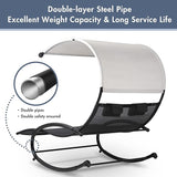Double Chaise Lounge, Outdoor Bed Lounger with Sun Shade & Wheels - Photo 7