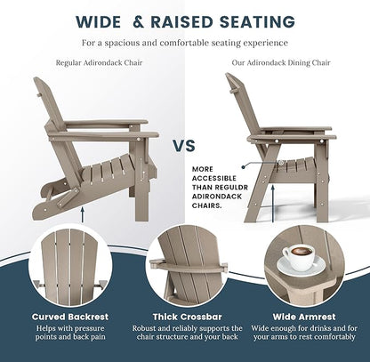 WO WESTIN OUTDOOR HDPE Laguna Adirondack Casual Patio Dining Chair,Weathered Wood