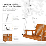 VINGLI XL Size Patio Wooden Porch Swing Outdoor with Cup Holders - Photo 3