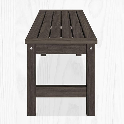 48" HDPE Outdoor Bench, All-Weather & Fade-Resistant 2-Person Garden Bench, Low Maintenance Patio Bench for Garden, Porch & Patio, Dark Brown