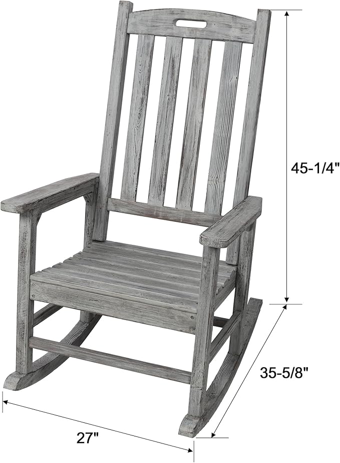 Oversized Porch Rocker Chair with Wide Seat and Tall Backrest for Ultimate Relaxation and Comfort Indoors or Outdoors