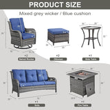 Belord Patio Furniture Set with Fire Pit Table, 7 Piece Wicker Outdoor Furniture Set - Photo 2