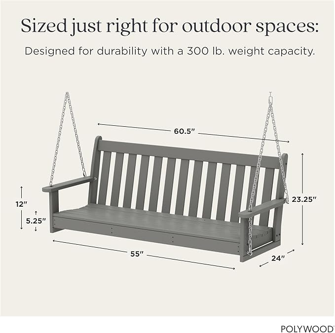 POLYWOOD GNS60GY Vineyard 60" Swing, Slate Grey - Photo 3