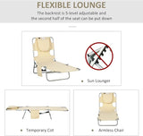 Outsunny Folding Beach Lounge Chair with Face Hole and Arm Slots - Photo 4